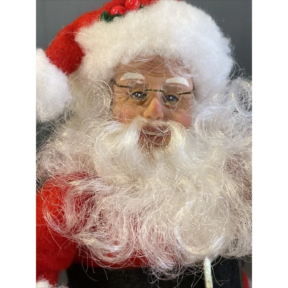 Vintage Musical Christmas Holiday Scene SANTA CHECKING HIS NAUGHTY NICE LIST